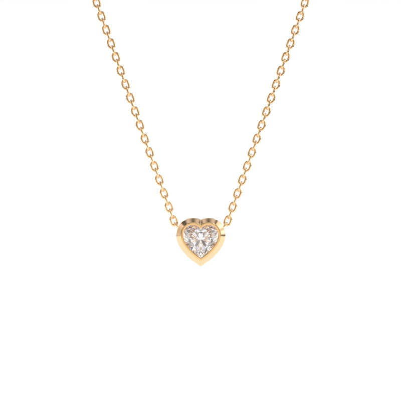 Beveled Bezel Diamond Heart Necklace