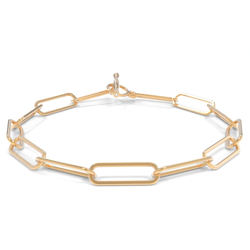 Diamond Toggle Link Bracelet 8.5"- 18K Champagne Gold