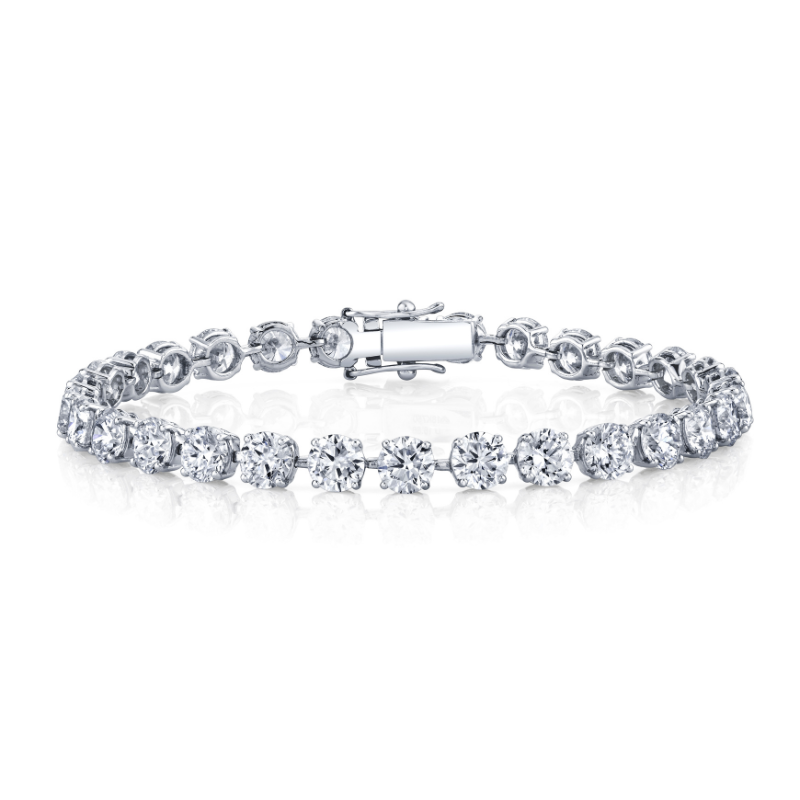Spaced Round Diamond Tennis Bracelet 18K White Gold