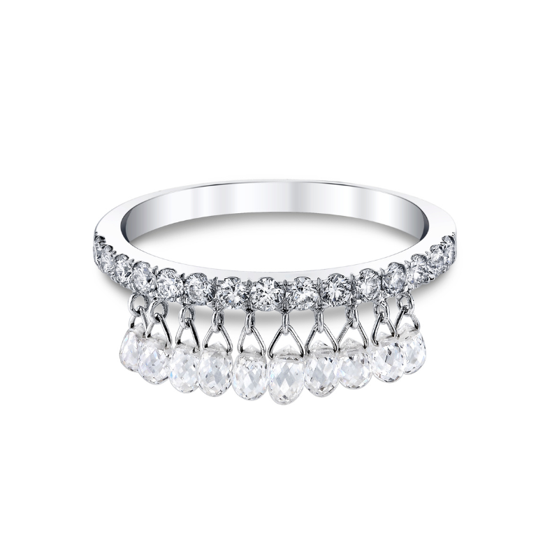 Diamond Briolette Tassel Band - 14K White Gold