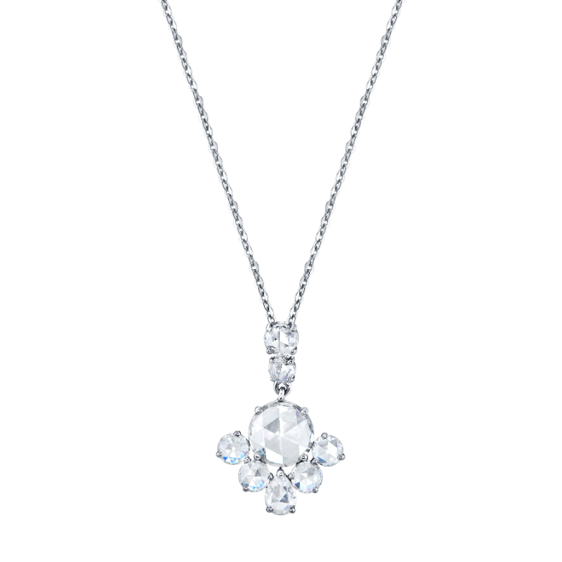 Rose Cut Diamond Cluster Pendant