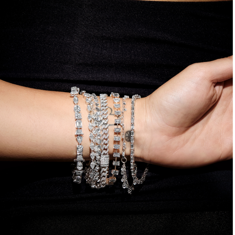 Spaced Emerald Cut Diamond Tennis Bracelet - 14K Rose Gold