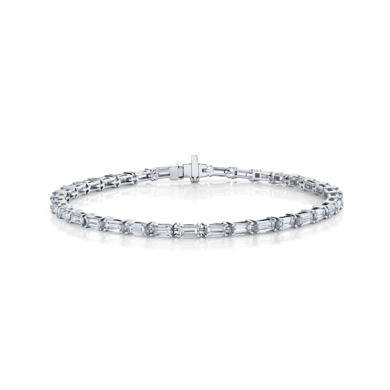 Baguettes Diamond Tennis Bracelet - 14K White Gold