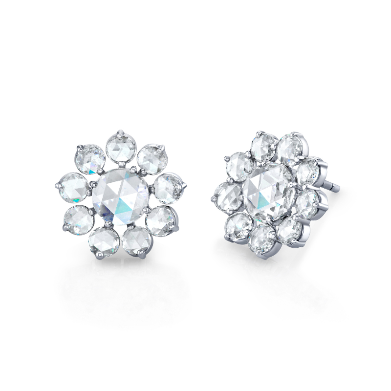 Rose Cut Diamond Floral Studs
