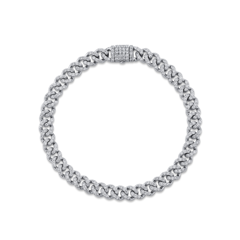 Reversible Diamond Cuban Link Bracelet - 18K White Gold