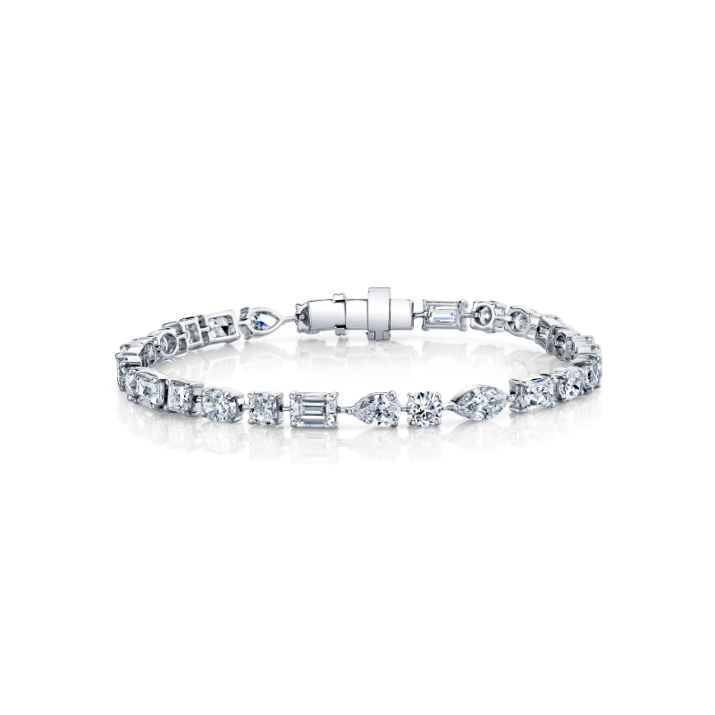 Mixed Diamond Tennis Bracelet - 14K White Gold