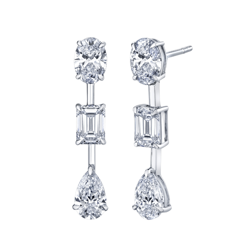 Mixed Diamond Drops - 14K White Gold