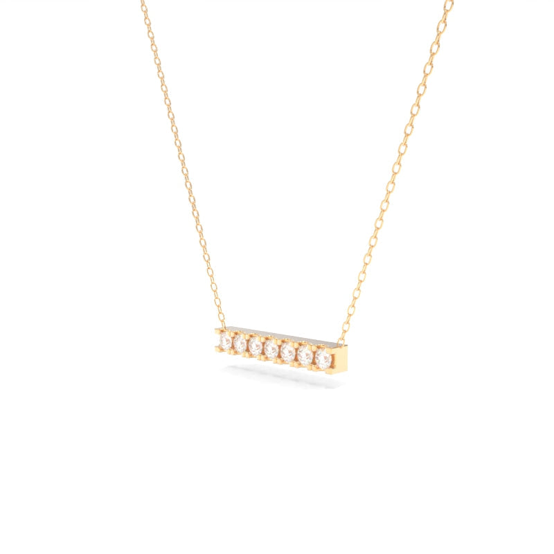 Horizontal Diamond Bar Necklace Petite - 18K Champagne Gold