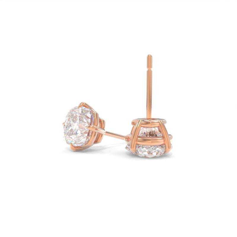 Nora Studs 5mm Modern Cushion Moissanite - 18K Rose Gold