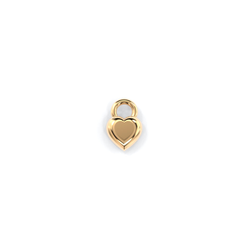 Solid Heart Charm - 18K Champagne Gold