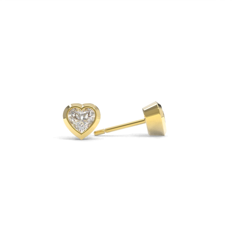 Beveled Bezel Studs Heart