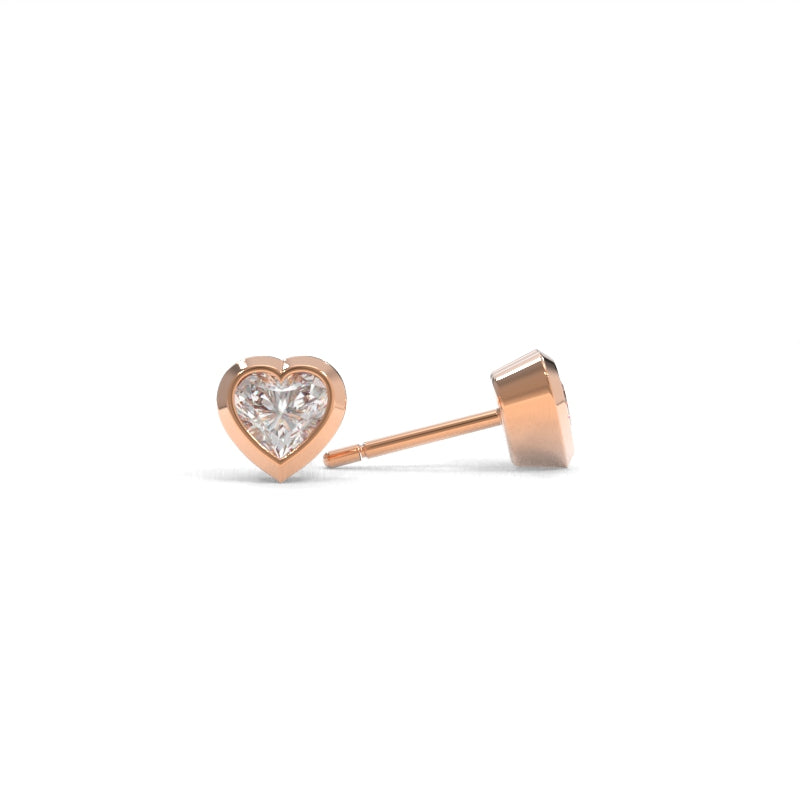 Beveled Bezel Studs Heart