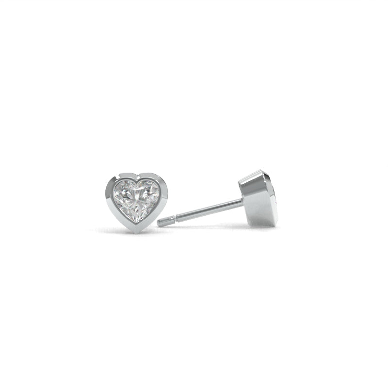 Beveled Bezel Studs Heart