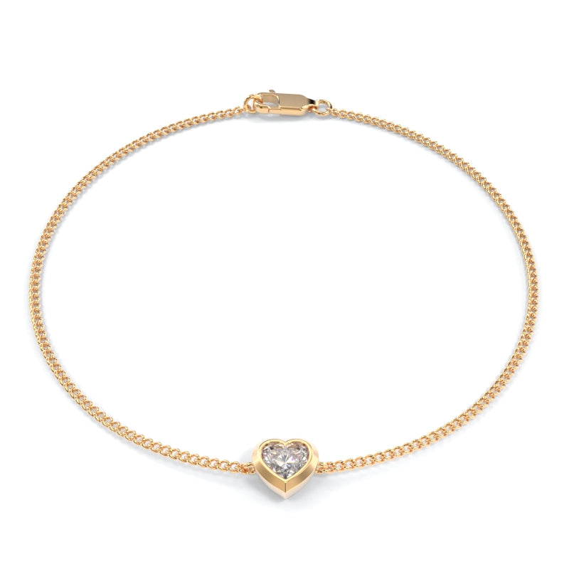 Beveled Bezel Diamond Heart Bracelet