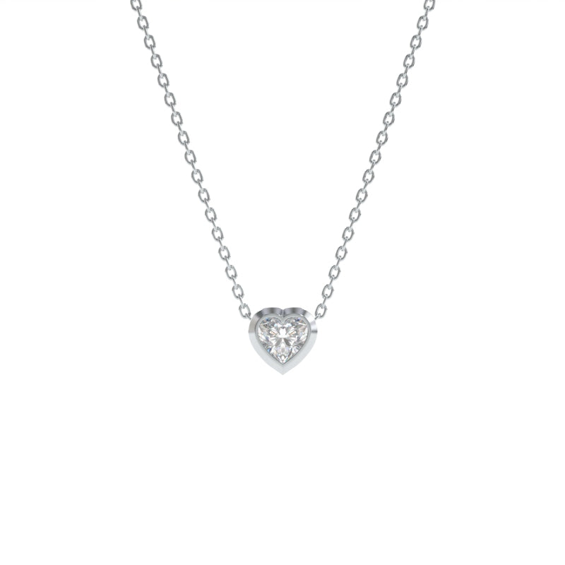 Beveled Bezel Diamond Heart Necklace