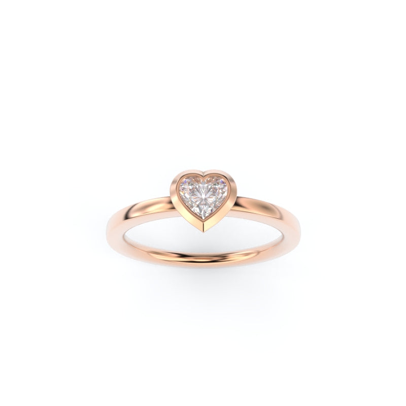 14k Rose Gold Heart Halo Shaped Diamond Ring