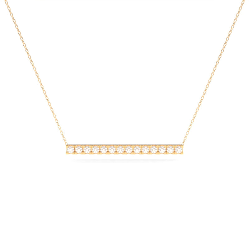 Horizontal Diamond Bar Necklace Large - 18K Champagne Gold