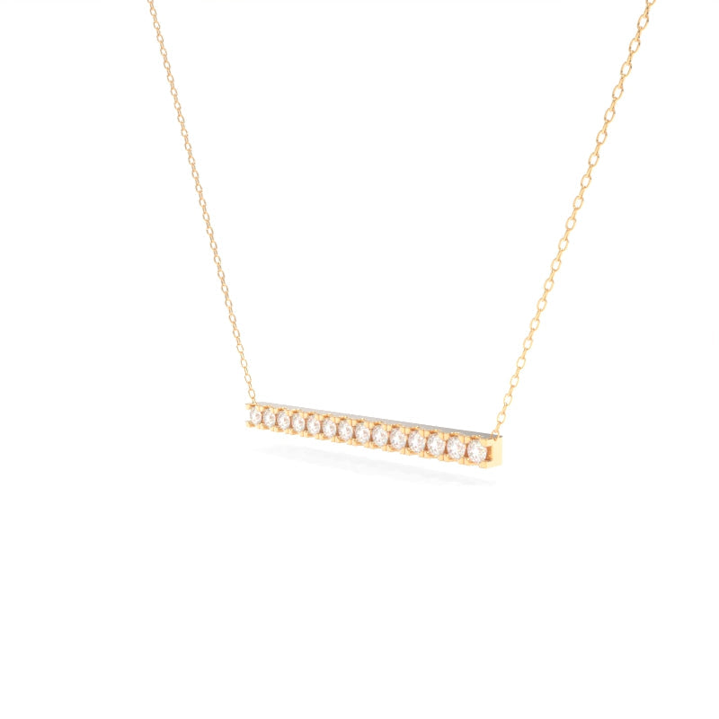 Horizontal Diamond Bar Necklace Large - 18K Champagne Gold
