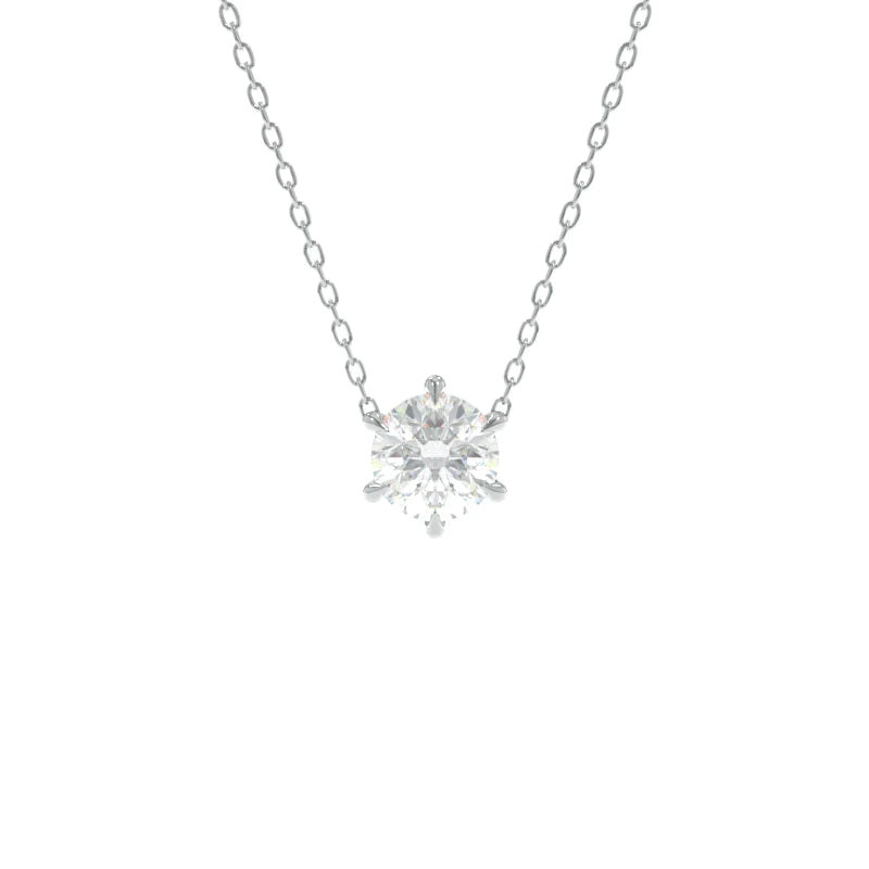 Jennie Necklace 5mm Round Moissanite - 18K White Gold