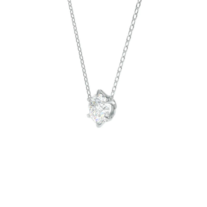 Jennie Necklace 5mm Round Moissanite - 18K White Gold
