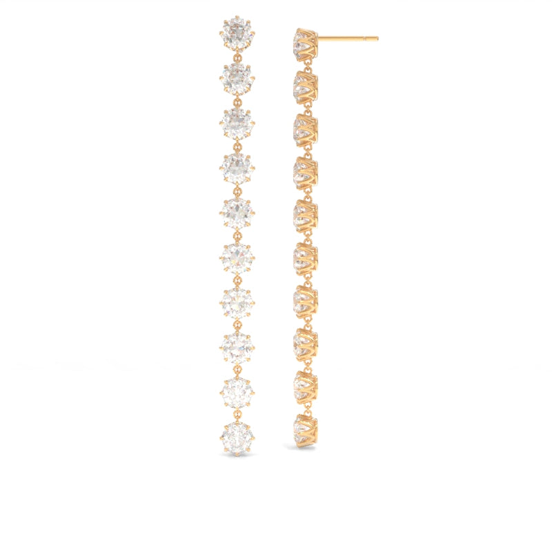 Old European Cut Drop Earrings - 18K Champagne Gold