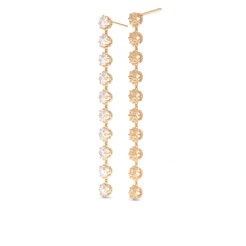 Old European Cut Drop Earrings - 18K Champagne Gold