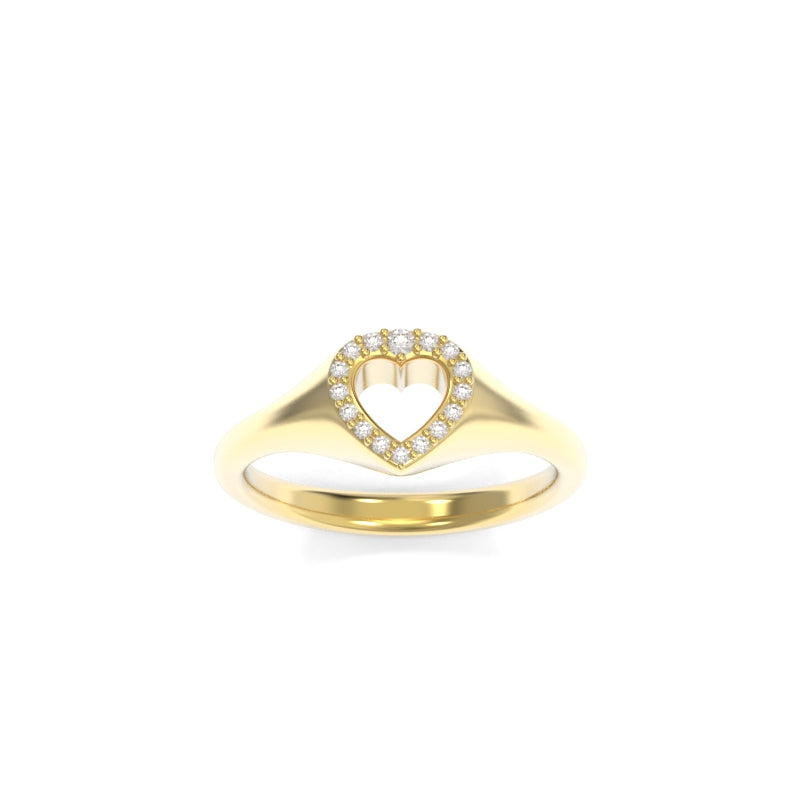 Open Heart Pavé Signet Ring