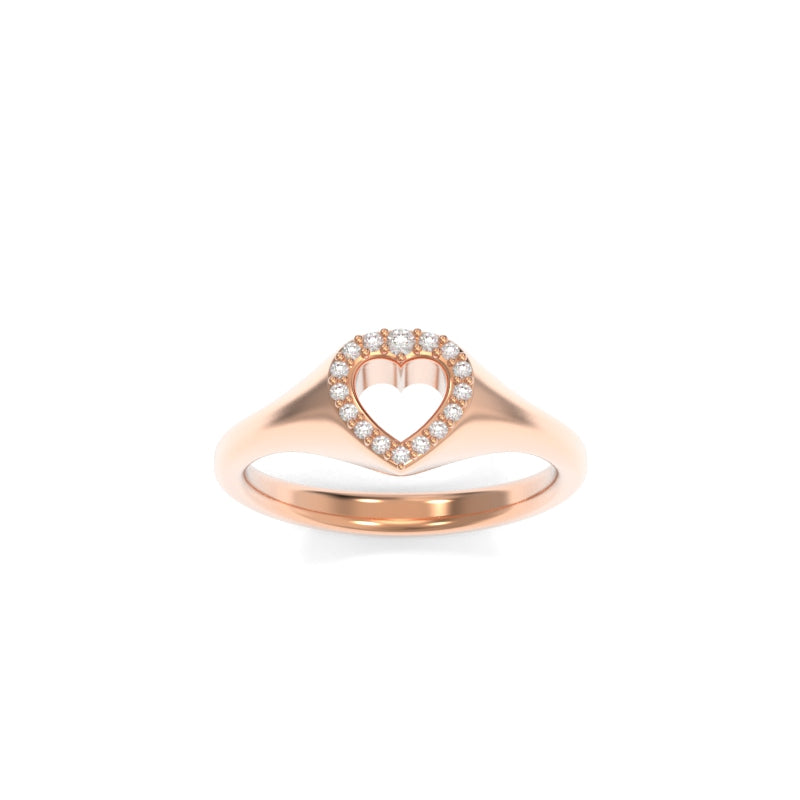 Open Heart Pavé Signet Ring