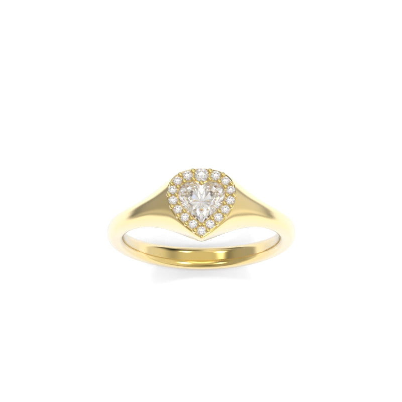 Diamond Pavé Heart Signet Ring
