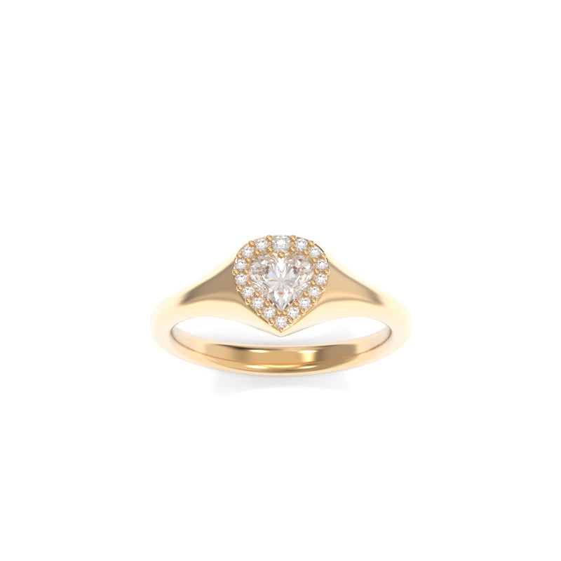 Diamond Pavé Heart Signet Ring
