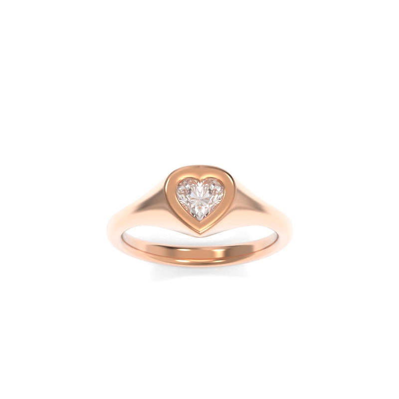Diamond Heart Signet Ring