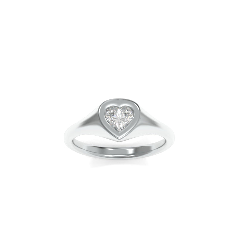 Diamond Heart Signet Ring
