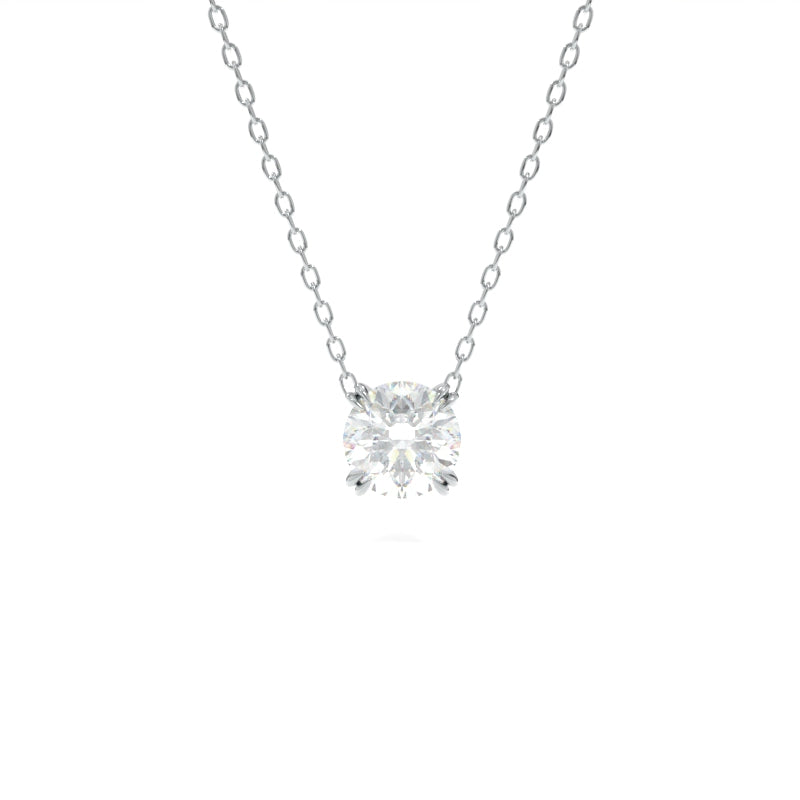 Rachel Necklace 4mm Round Moissanite - 18K White Gold