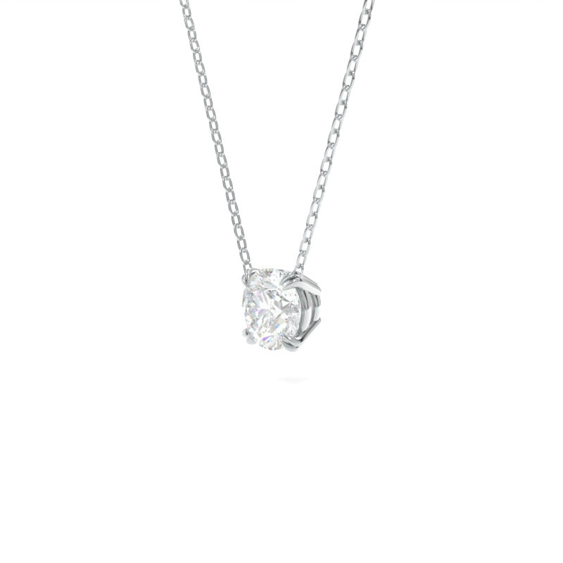 Rachel Necklace 4mm Round Moissanite - 18K White Gold