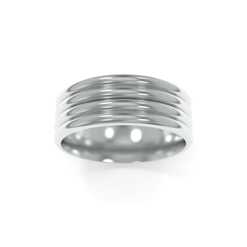 Ribbed Band Four Row - 18K White Gold