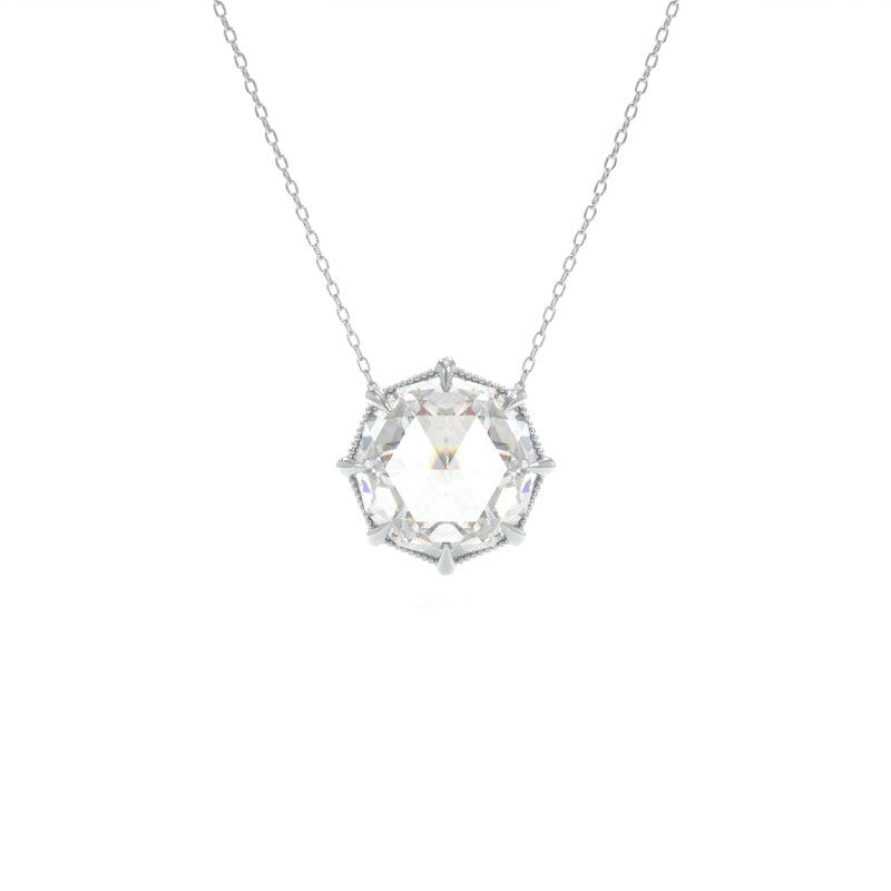 Rose Cut Necklace - 18K White Gold
