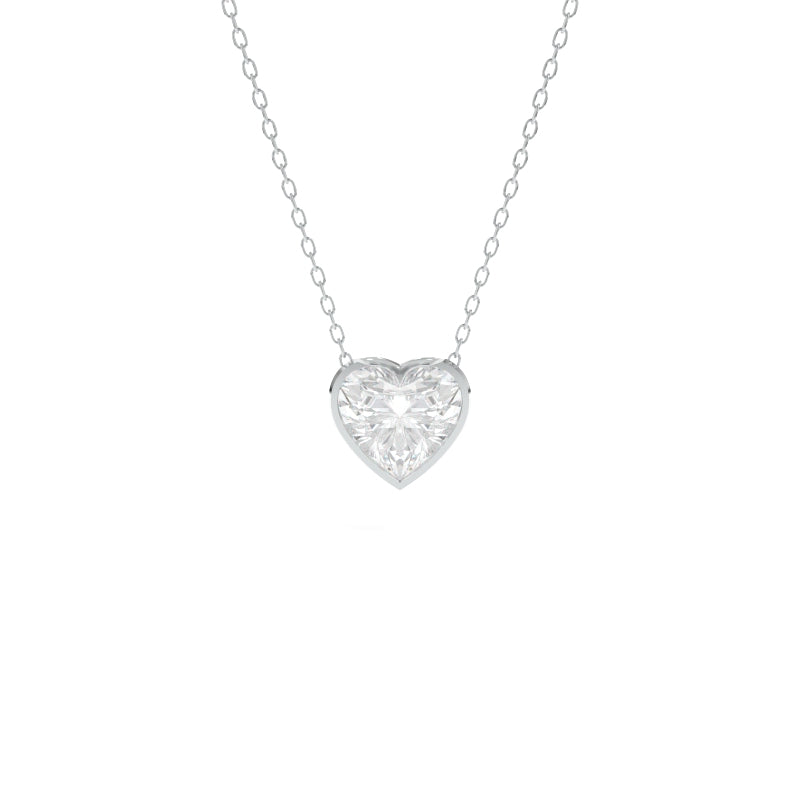 Partial Bezel Necklace - 1.51ct D VVS2 Heart Lab Grown Diamond