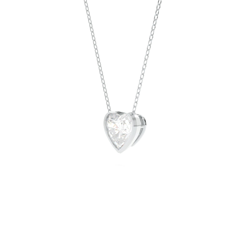 Partial Bezel Necklace - 1.51ct D VVS2 Heart Lab Grown Diamond