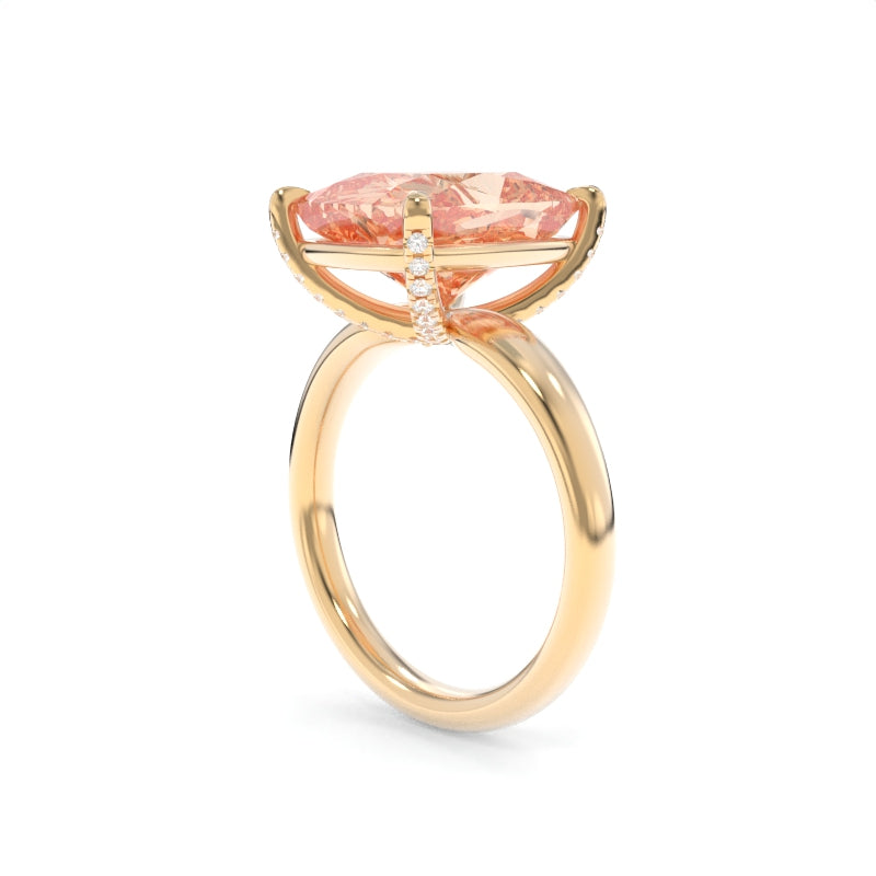 Holland Solitaire (DIamond X Version) - 7.09ct Fancy Vivid Pink Cushion VVS2 Lab Grown Diamond