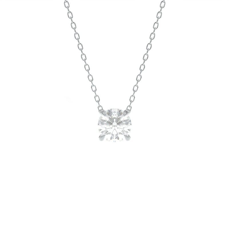 Tara Necklace 4mm Round Moissanite - 18K White Gold