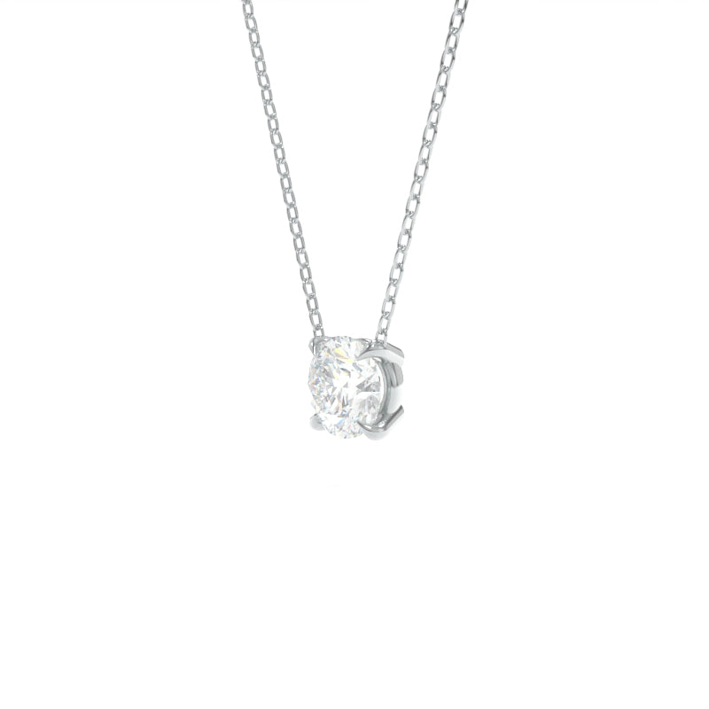 Tara Necklace 4mm Round Moissanite - 18K White Gold
