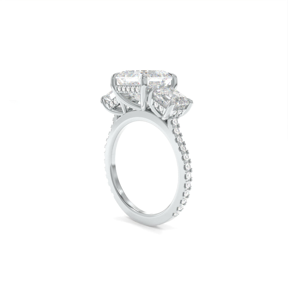 Taylor Three Stone Ring - 8mm Asscher TTG Moissanite