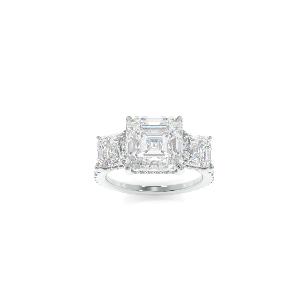 Taylor Three Stone Ring - 8mm Asscher TTG Moissanite