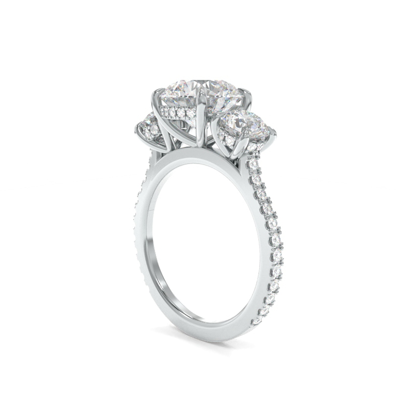 Taylor Three Stone Ring - 7.5mm x (2)4.5mm Round TTG Moissanite