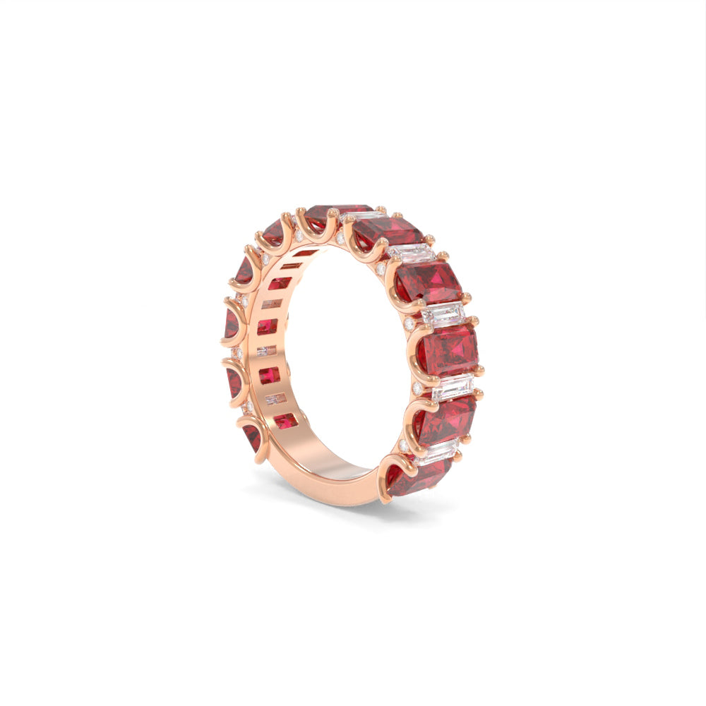 Whitney Radiant Band Lab Grown Rubies - 18K Rose Gold