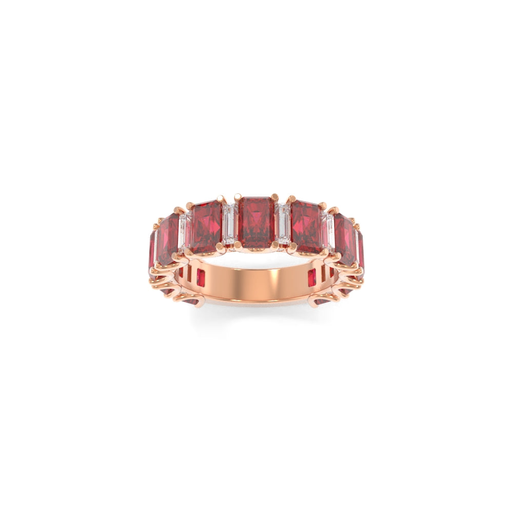 Whitney Radiant Band Lab Grown Rubies - 18K Rose Gold