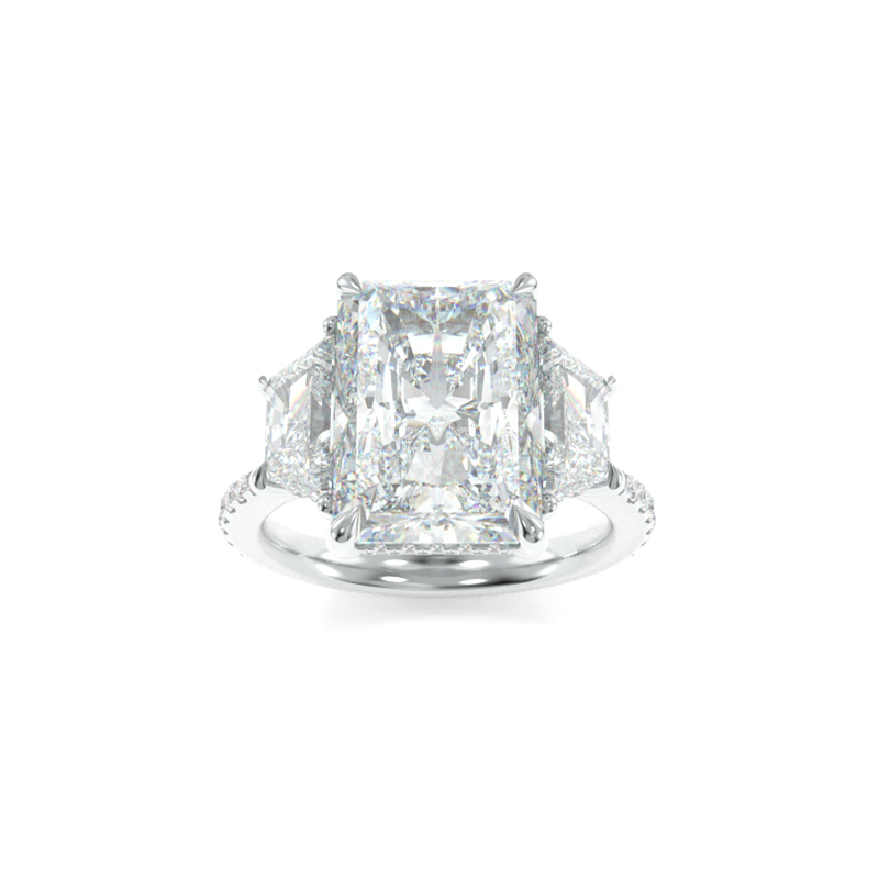 Blair Ring Radiant Cut Moissanite with Trapezoid Side Stones