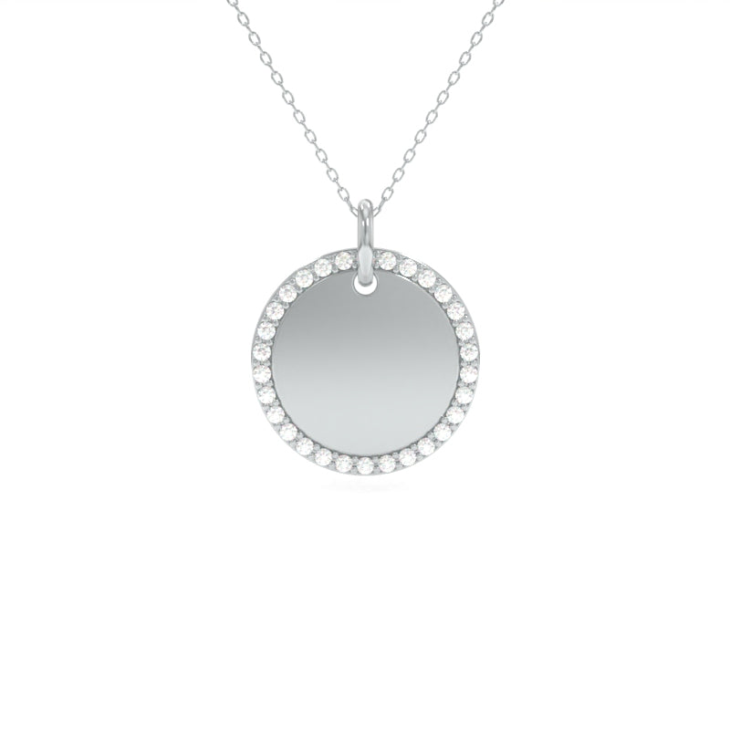 9ct White Gold Diamond Circle Pendant in White | Angus & Coote
