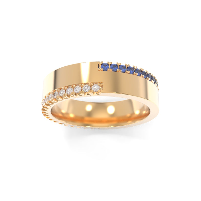 Reversible Diamond Sapphire Band 6mm