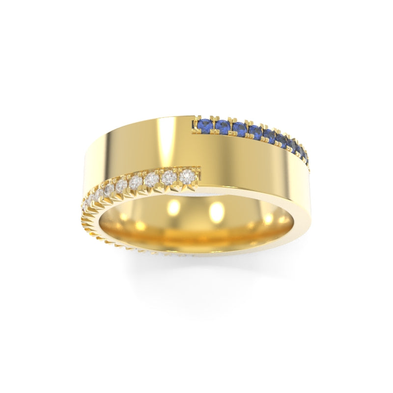 Reversible Diamond Sapphire Band 7mm